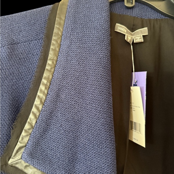 NWT Vince Leather Jacket in Black With Blue Tweed - Picture 3 of 7